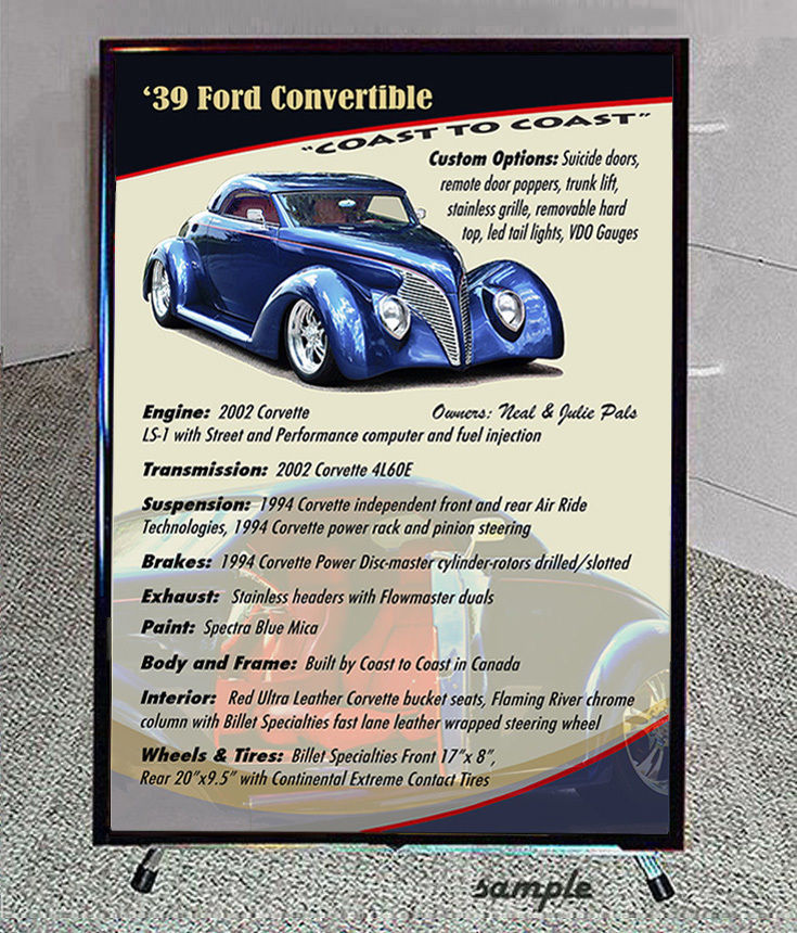 Your Car SHOW DISPLAY / Reader Board with Tripod