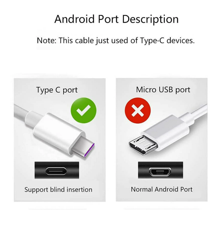 USB Type C Data Cable 5A Fast Charging USB-A to USB-C Charger Cord For Phone