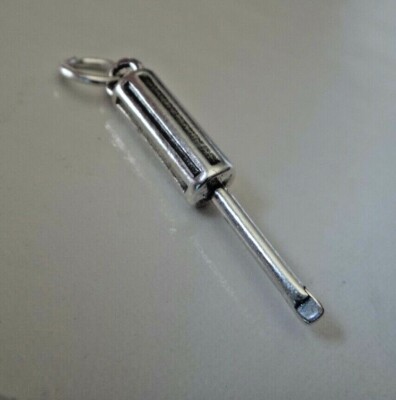 Sterling Silver 3D 31x6mm 3g Flat Head Screwdriver Tool Charm!