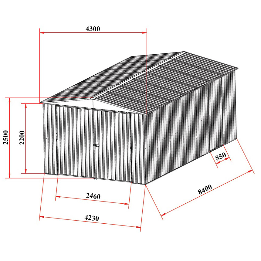 Garden Shed 4.2x8.4x2.5m Storage, Workshop, Garage, Large 