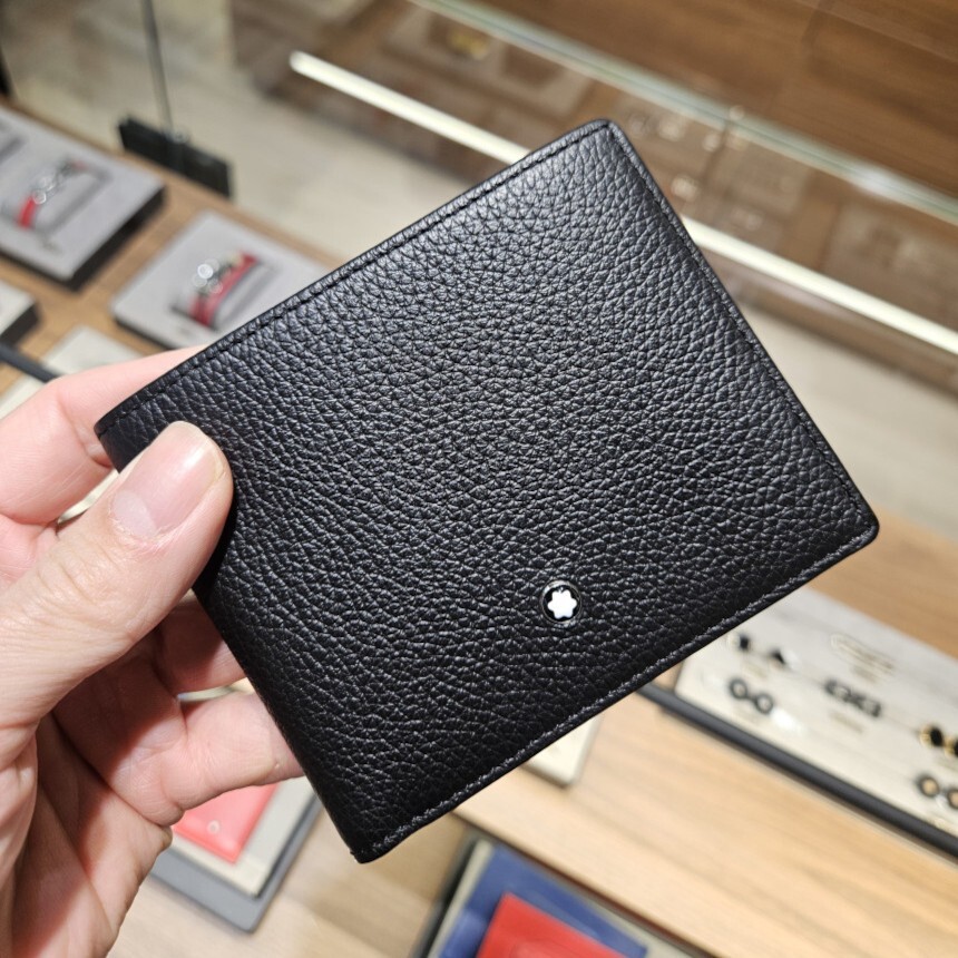 Pre-owned Montblanc Meisterstück Soft Grain Leather Card Holder Cover Wallet Purse For Men In Black