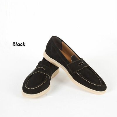 NewStylish Over-stitch contrast suede loafer