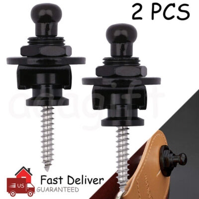 2PCS Guitar Bass Strap Lock Security Metal Fastener Strap Locks Metal Button