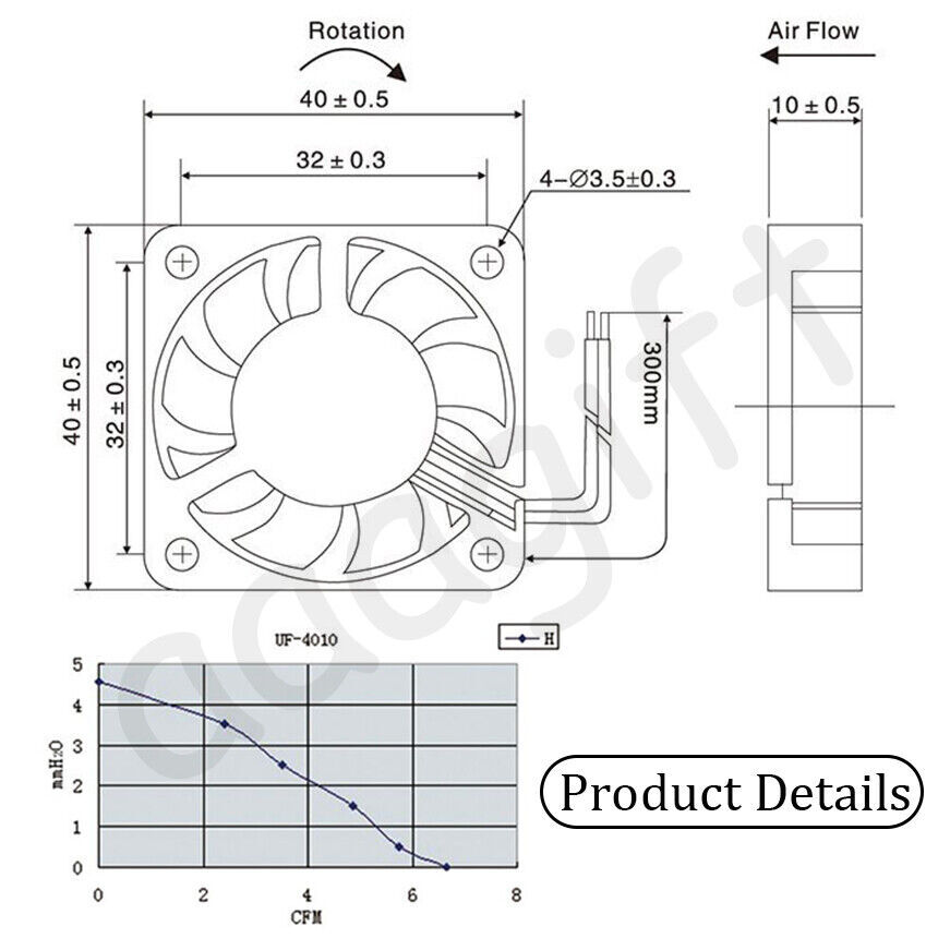 4pcs DC12V Cooling Computer Fans 4010 3D Printer Sleeve Bearing Brushless 2Pin