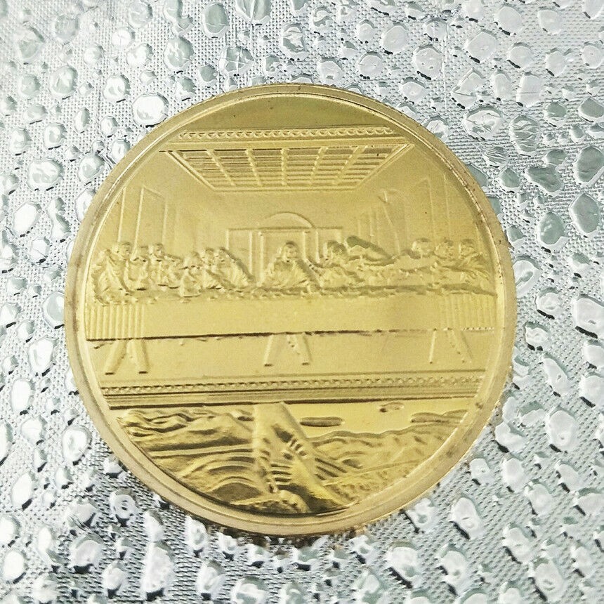 * 100 PCS Jesus Christ & Last Supper Gold Plated Coin *Great Religious Keepsake"