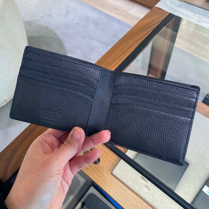 Pre-owned Montblanc Meisterstück Soft Grain Leather Card Holder Cover Wallet Purse For Men In Black