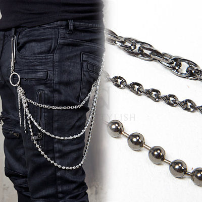 NewStylish Mens Fashion Casual Wear Metal Beads And Hook 3 Line Wallet Chain