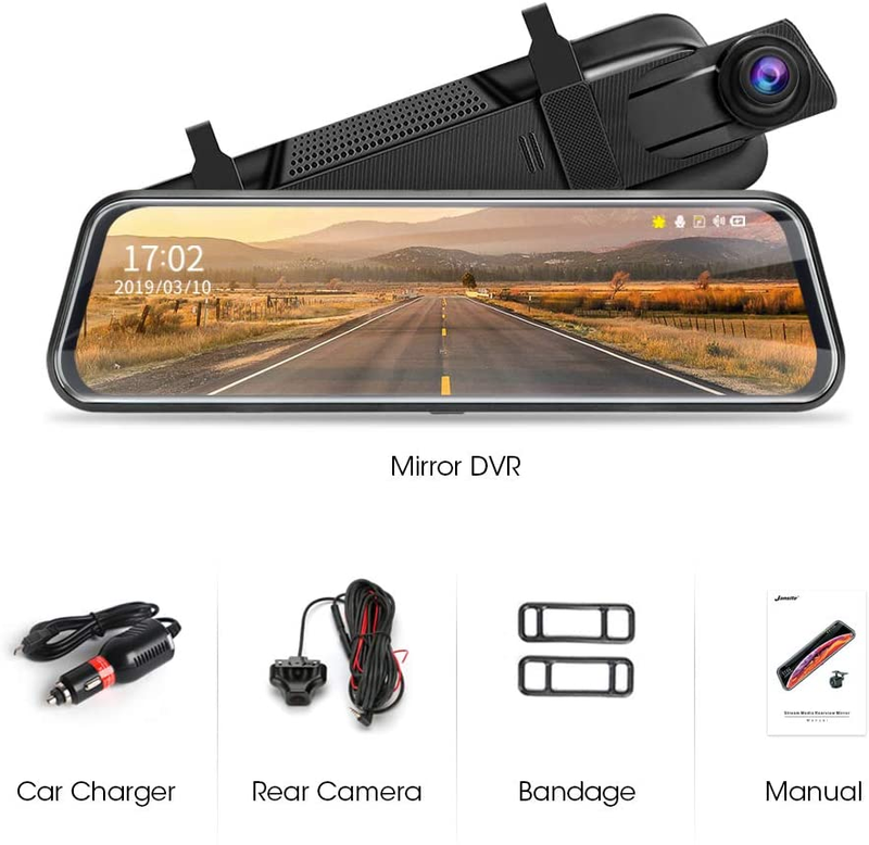 Upgraded 10'' Mirror Dash Cam Night Vision Front and Rear 1080P Backup Camera...