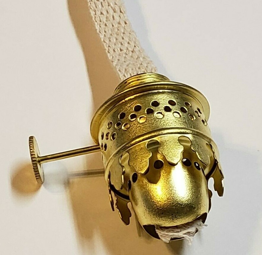 SOLID BRASS NUTMEG MINIATURE OIL LAMP BURNER WITH WICK NEW 56455J