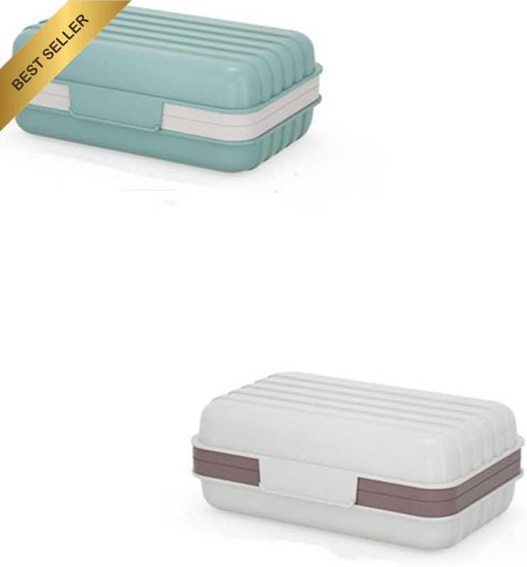 2Pcs Plastic Soap Dish, Soap Dish with Lid, Travel Soap Container with Lid, Bath