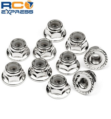 HPI Racing Serrated Flange Lock Nut M4 Silver Blitz (10) HPI103729