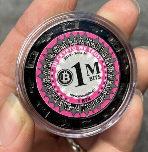 2019 Moonbits * 1 M Bits * 1 BTX * Series M * Pink * Funded Coin Token Chip