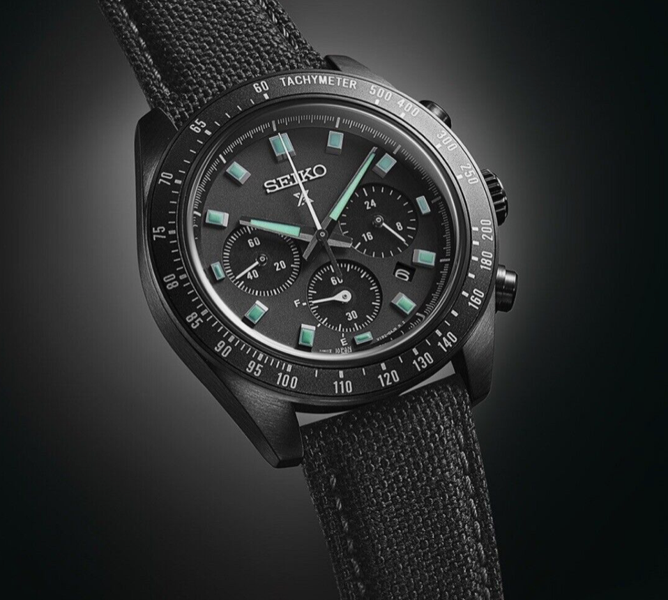 Pre-owned Seiko Ssc923 Speedtimer Watch "night Vision" Black Solar Chronograph 100 Meter