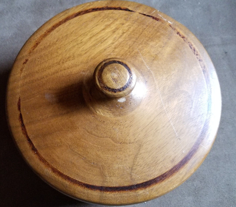 Vintage Hand Turned Wood Bowl with Lid from the Phillipines.