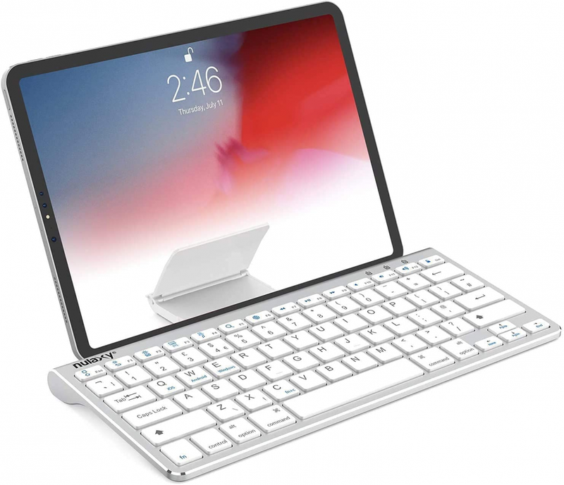 Nulaxy KM13 Wireless Bluetooth Keyboard with Sliding Stand Compatible ‎Silver