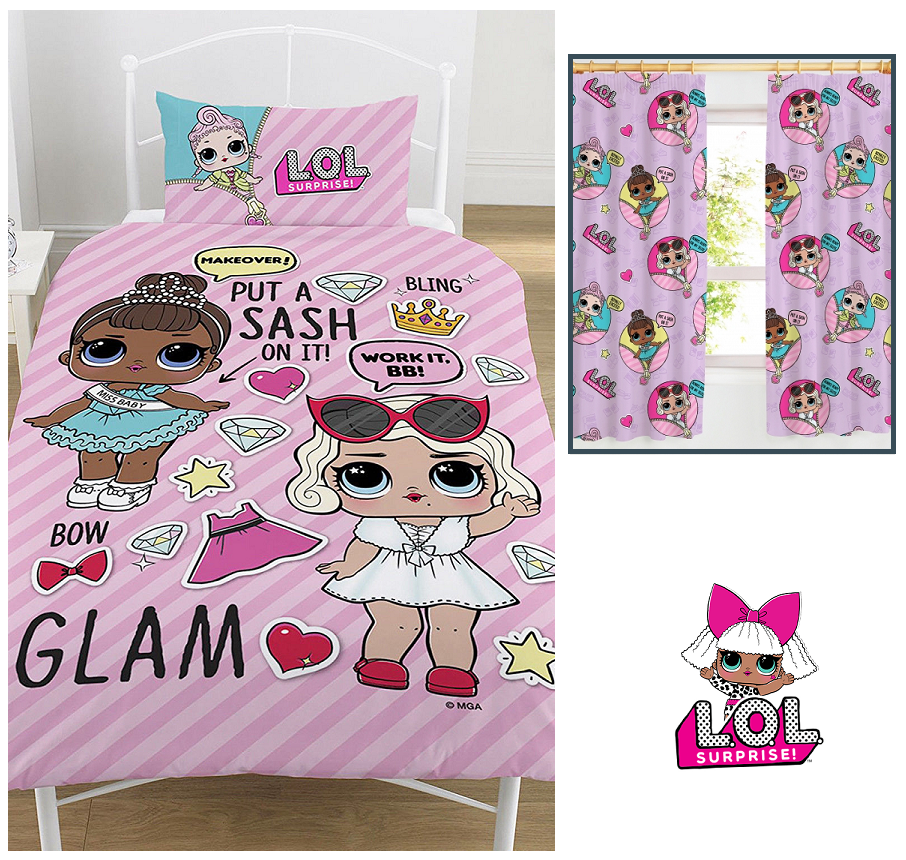 LOL Surprise Opposites Dolls Single Duvet Cover /& Pillowcase Set Girls Bedding