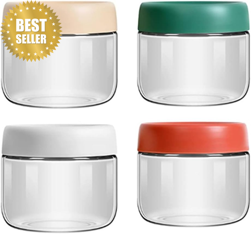 Airtight Leakproof Glass Meal Prep Food Storage Containers - 4 Pcs Glass Jar wit