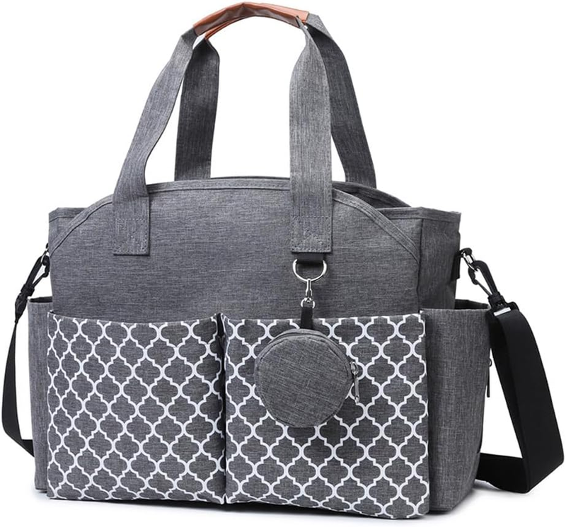 Trendy Mummy Bag - Multi-Functional Hand-Held and Shoulder Canvas Bag with Pacif