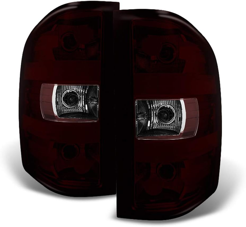 For Red Smoked 2007-2013 Chevy Silverado GMC Sierra Tail Lights Lamps Set L+R
