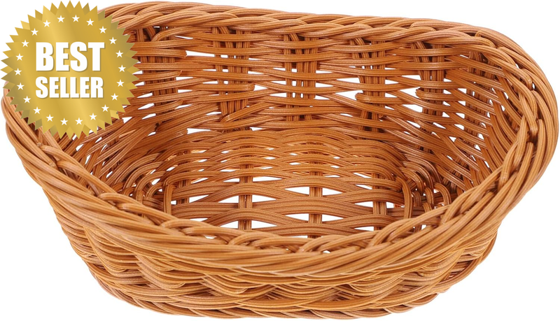 Imitation Rattan Basket Bread Container for Fruit Snacks and Dessert Woven Kitch