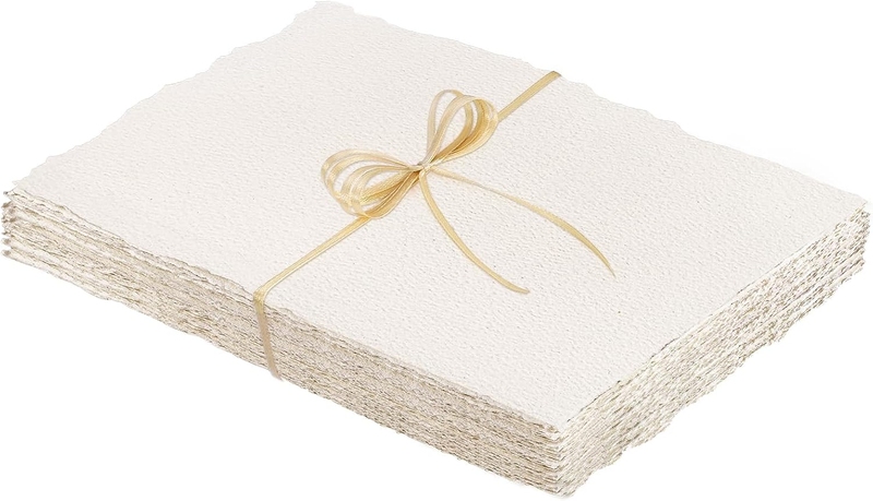 25 Sheets Cotton Watercolor Paper, 300 GSM Deckled Edge, 5 X 7 Inch, Rough/Textu