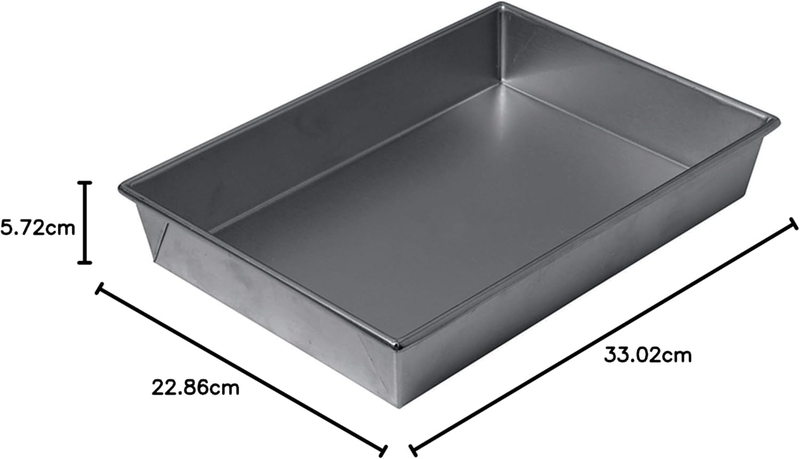 - Aluminized Steel Non-Stick Cake Pan, Professional Baking Tool (9" x 13", Grey)