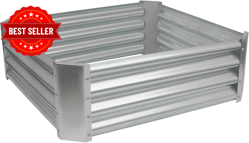 Raised Garden Bed - Silver - 90 X 90Cm - Square - Bottomless Metal Raised Bed Ga
