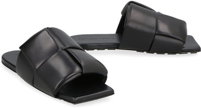 Pre-owned Bottega Veneta Patch Leather Mules In Black