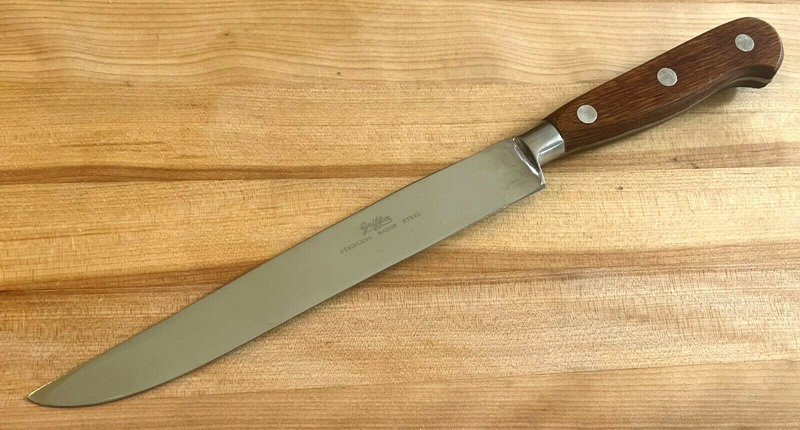 【George Henry Biggin】【純銀ハンドル】ティーナイフ GRIFFON STAINLESS RAZOR STEEL 7.75