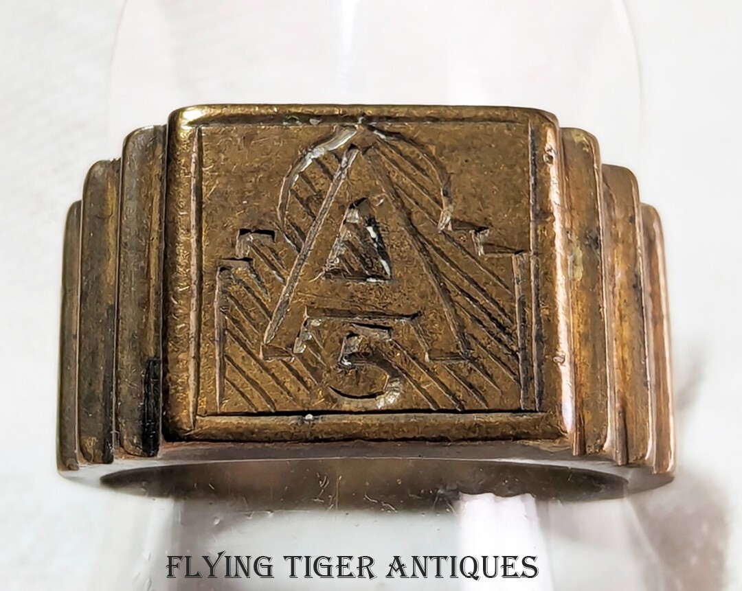 アクセサリー 40s WWII US ARMY VINTAGE RING WWII Era U.S. Army Ring / Men's Antique Estate C1940 Gold