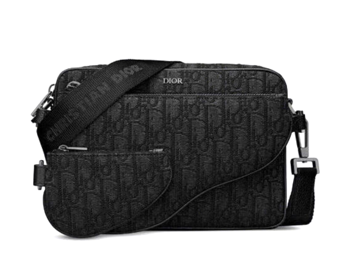 ＊韓国＊［DUBLEVE］DUBLEVE JACQUARD POUCH Dior Double Zip Pouch with Strap Oblique