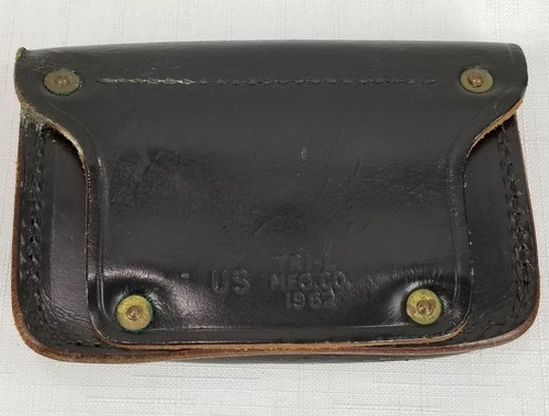 Vintage 1962 Military Police First Aid Pouch Black Leather Belt Holster MP