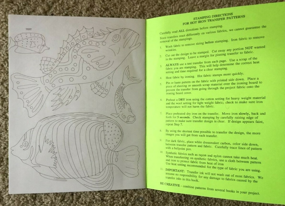 Aunt Martha's Tropical Fish #1 - Iron on Transfers - Booklet #360- Never Used!