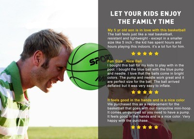 5inch Mini Basketball For Kids Inflatable Ball Environment Protection Material