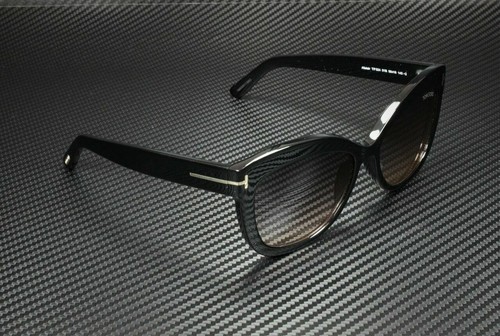 Pre-owned Tom Ford Alistair Ft0524 01b Black Gradient Smoke Square 56 Mm Women's Sunglasse In Gray