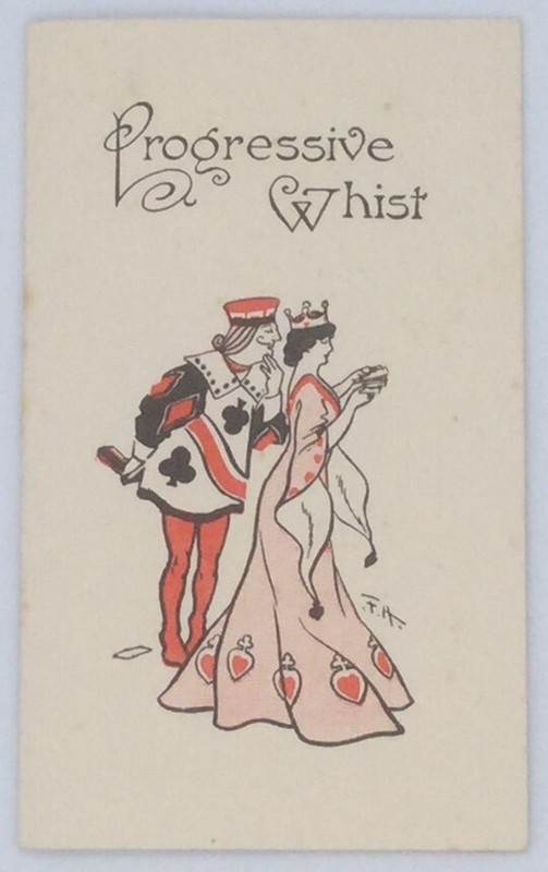 Vintage Progressive Whist Score Scoring Card - Signed