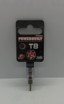 Powerbuilt 1/4 Inch Drive T-8 Tamper Proof Torx Bit Socket - 648453