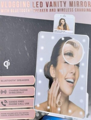 Vlogging LED Vanity Mirror With Bluetooth Speaker And Wireless Charging have 2