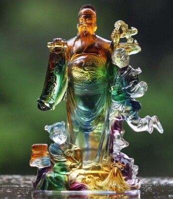 6.5'' Liu Li Crystal Wenchang Dijun Emperor Statue Wen Chang Wang King God Home