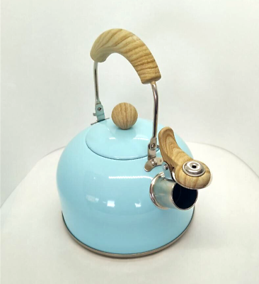 ROCKURWOK Whistling Tea Kettle Stovetop Baby Blue Never Used