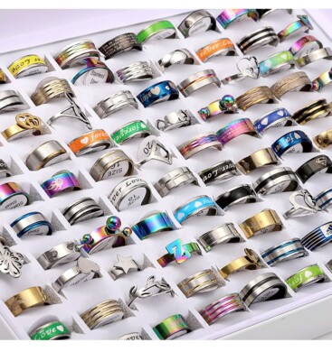 Wholesale 20pcs BULK LOT mixed STAINLESS STEEL RINGS MEN'S Fashion Wedding Ring