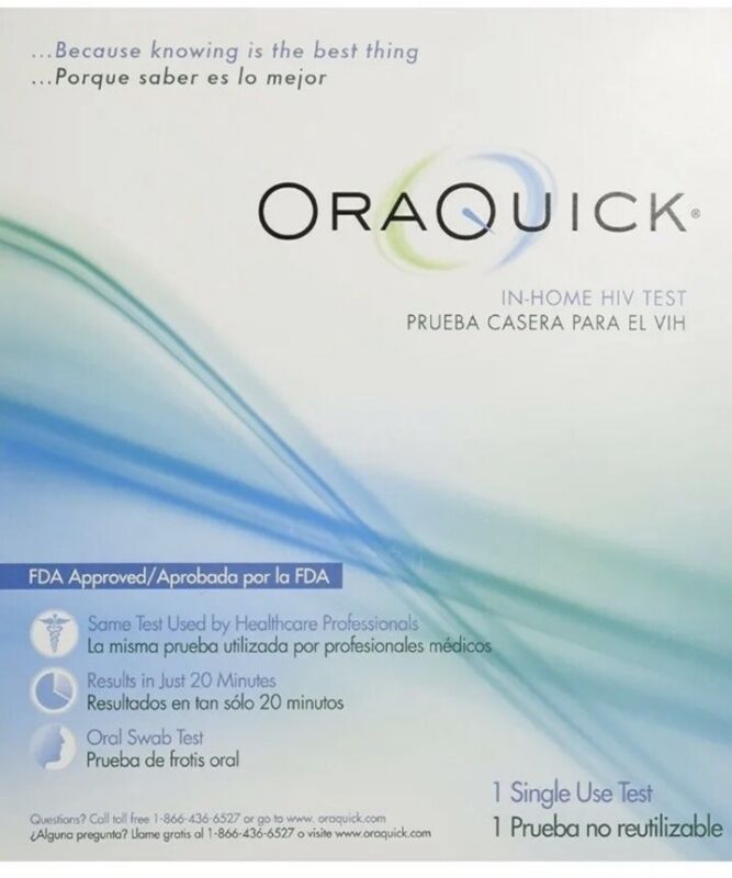 Oraquick In-home Oral Swab HIV Test Kit 1 Single Use Test DISCREET & FREE SHIP!!