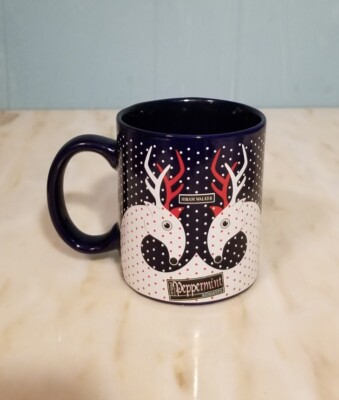 Hiram Walker Peppermint Schnapps Reindeer Coffee Mug Cup Holiday Christmas Blue