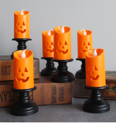 2Pcs Halloween LED Light Candle Colorful Pumpkin Table Top Decoration Home Party