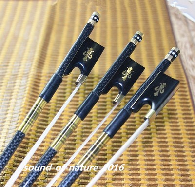 10pcs PRO light carbon fiber 4/4 violin bow nickel silver parts white horse hair