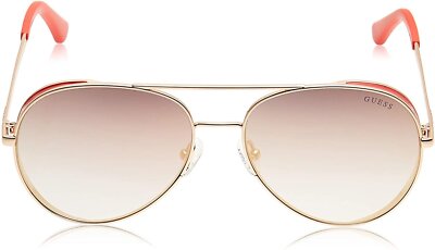 Guess GU7607 28U Orange & Gold Metal Aviator Mirrored Sunglasses Frame 58-16-145