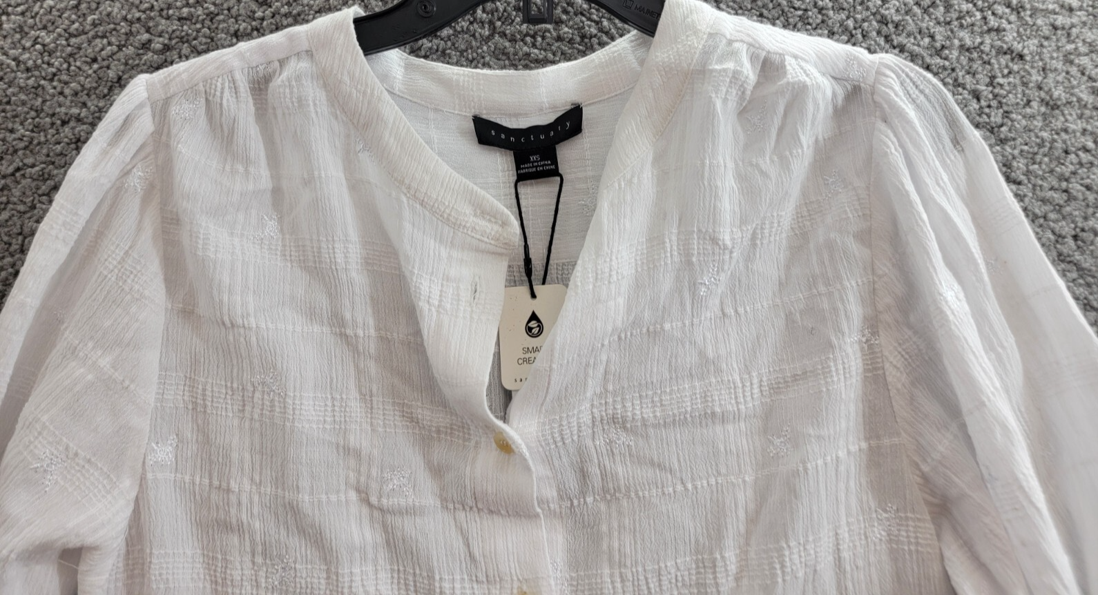 Sanctuary The Femme Shirt Women's XXS White Round Neck Button Front Closures~ - Picture 3 of 20