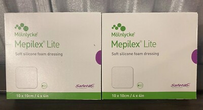 2X Mepilex Lite Silicone Foam Bandage 10x10cm/ 4x4in 5 Count Each (10 Total)