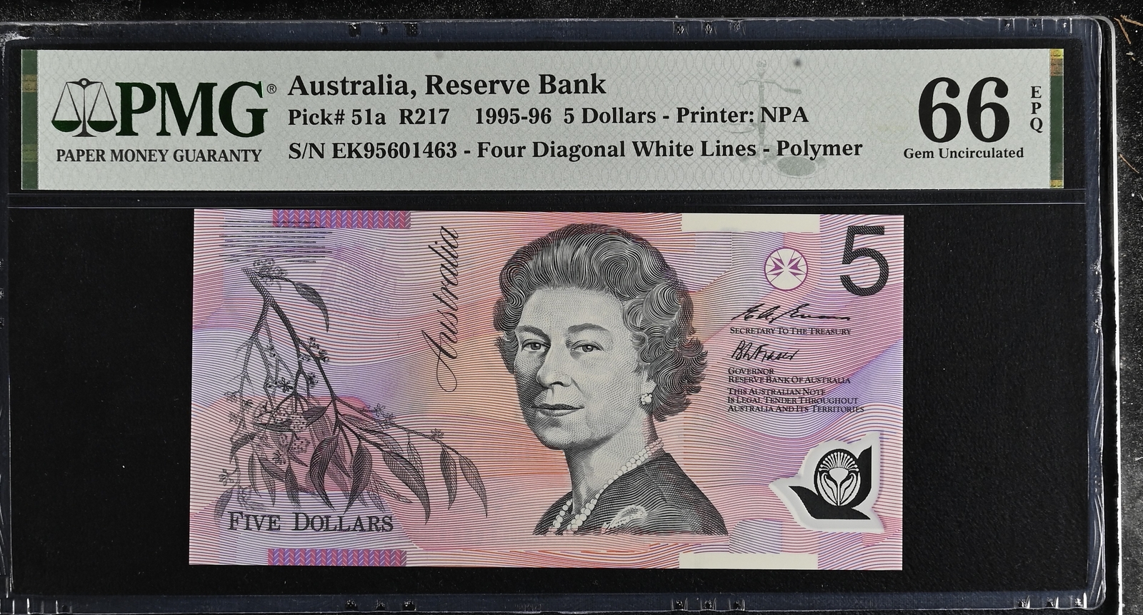 Australia 5 Dollars 1995 P 51 a Polymer Gem UNC PMG 66 EPQ Parliament houses