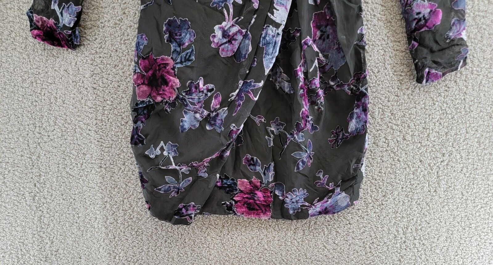 AQUA Floral Velvet Burnout Mini Dress Women's M Black Multi Back Zip Closure - Picture 4 of 16